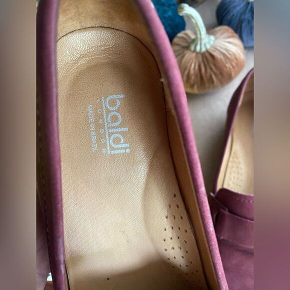baldi london wine-colored shoes loafers with small platform size 8.5 made New - Picture 3 of 12